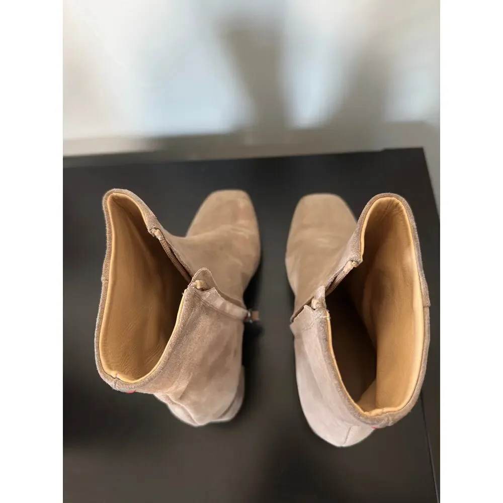 Aeyde Suede Ankle Boots Square Toe Block Heel Minimalist EU 38 US 7.5 8